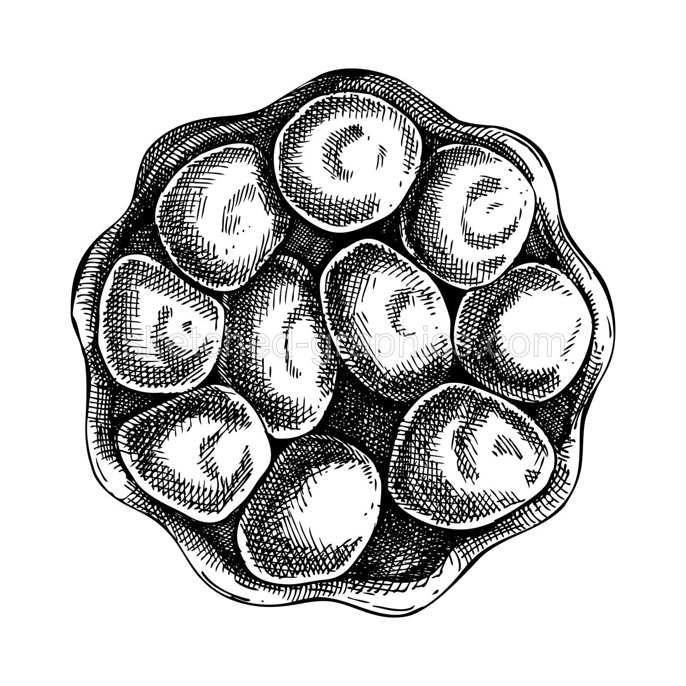 French dessert,  tart with caramelized apples vintage drawing. Traditional food from France sketch. French restaurant menu design. Hand-drawn vectror illustration, NOT AI generated Illustration